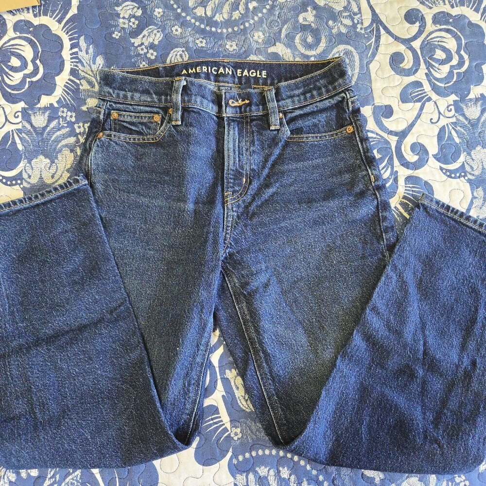 American Eagle Super High-Rise Ankle Straight Dark Wash Jeans